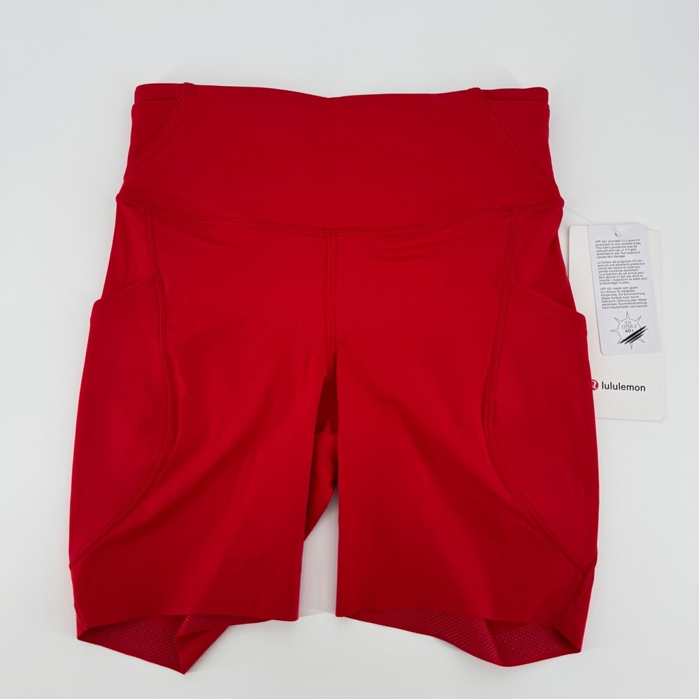 Lululemon Fast and Free High Rise Short 6" Pockets Oxford Red Nulux Sz 2 LW7CPPS